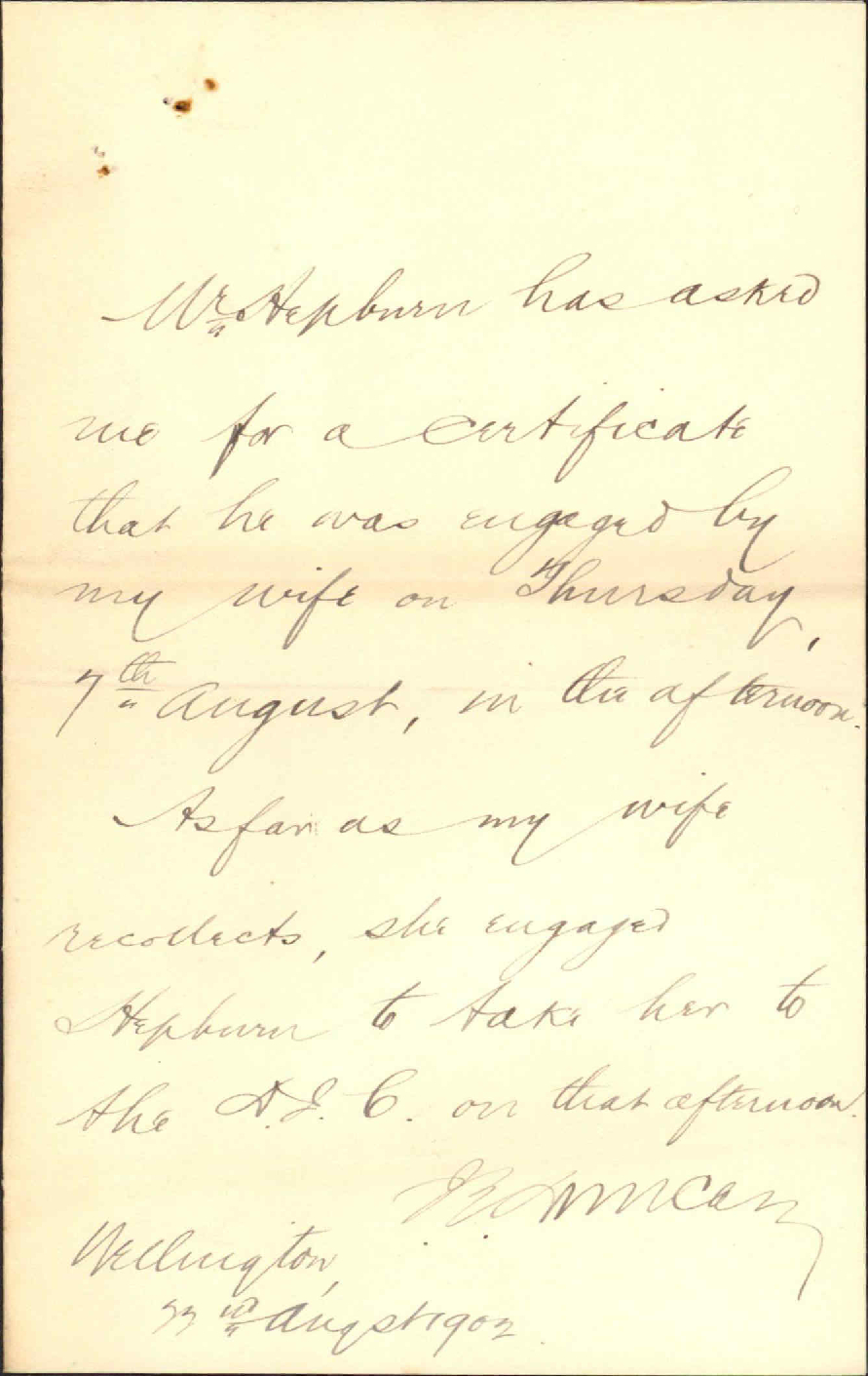 Suspension of W. Hepburn's Licence (cabdriver)