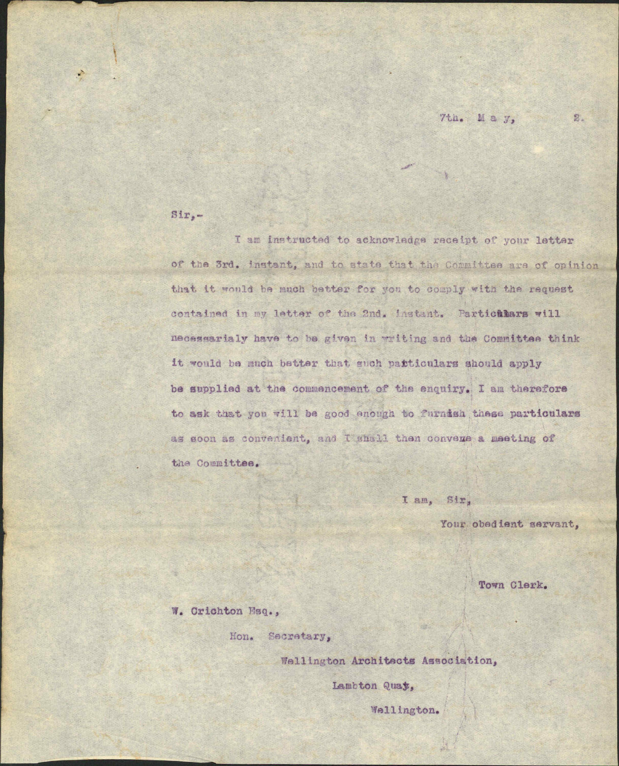 Complaint about City Engineer by Architects, Builders and Plumbers' Associations