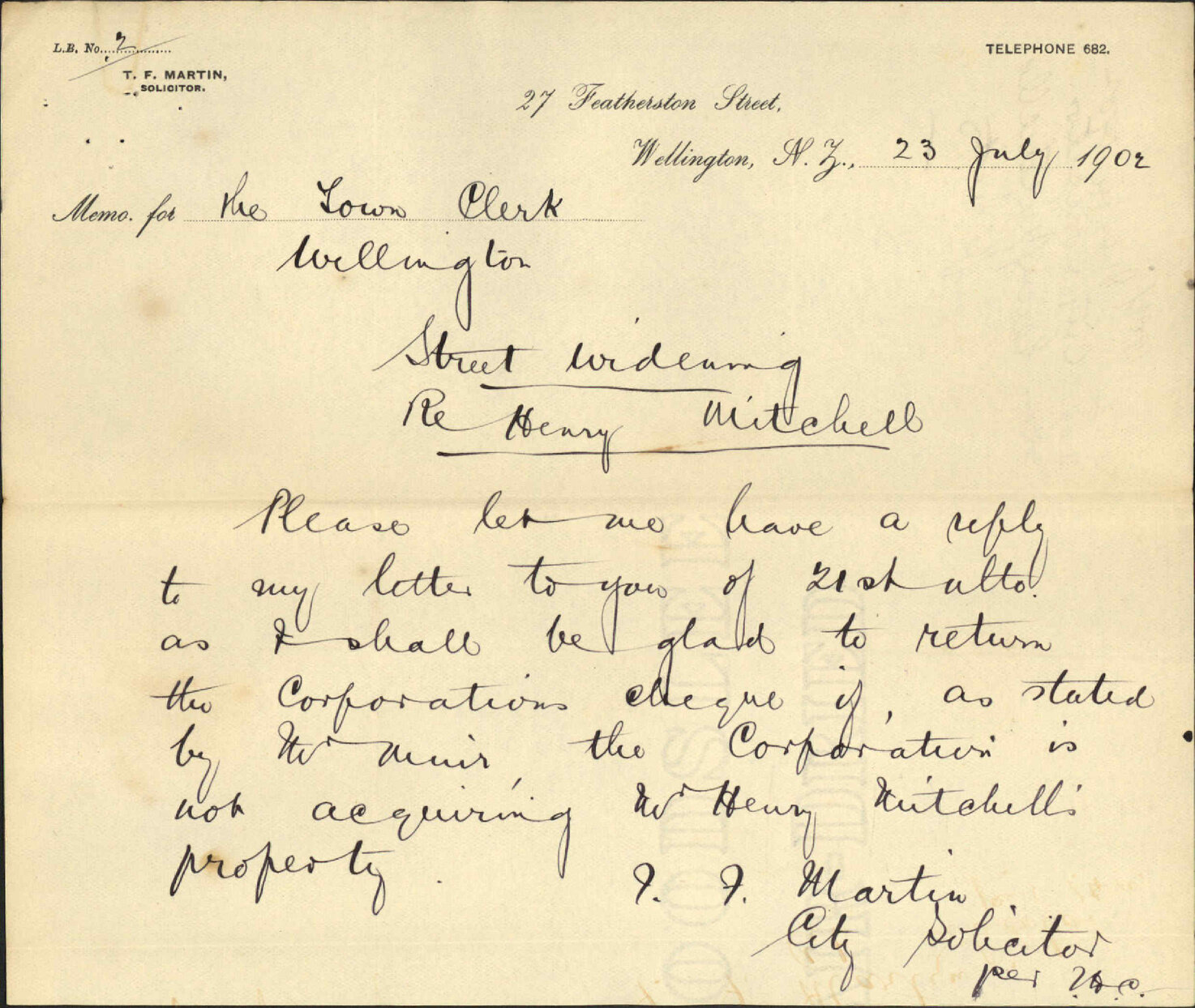 Street widening, H. Mitchell