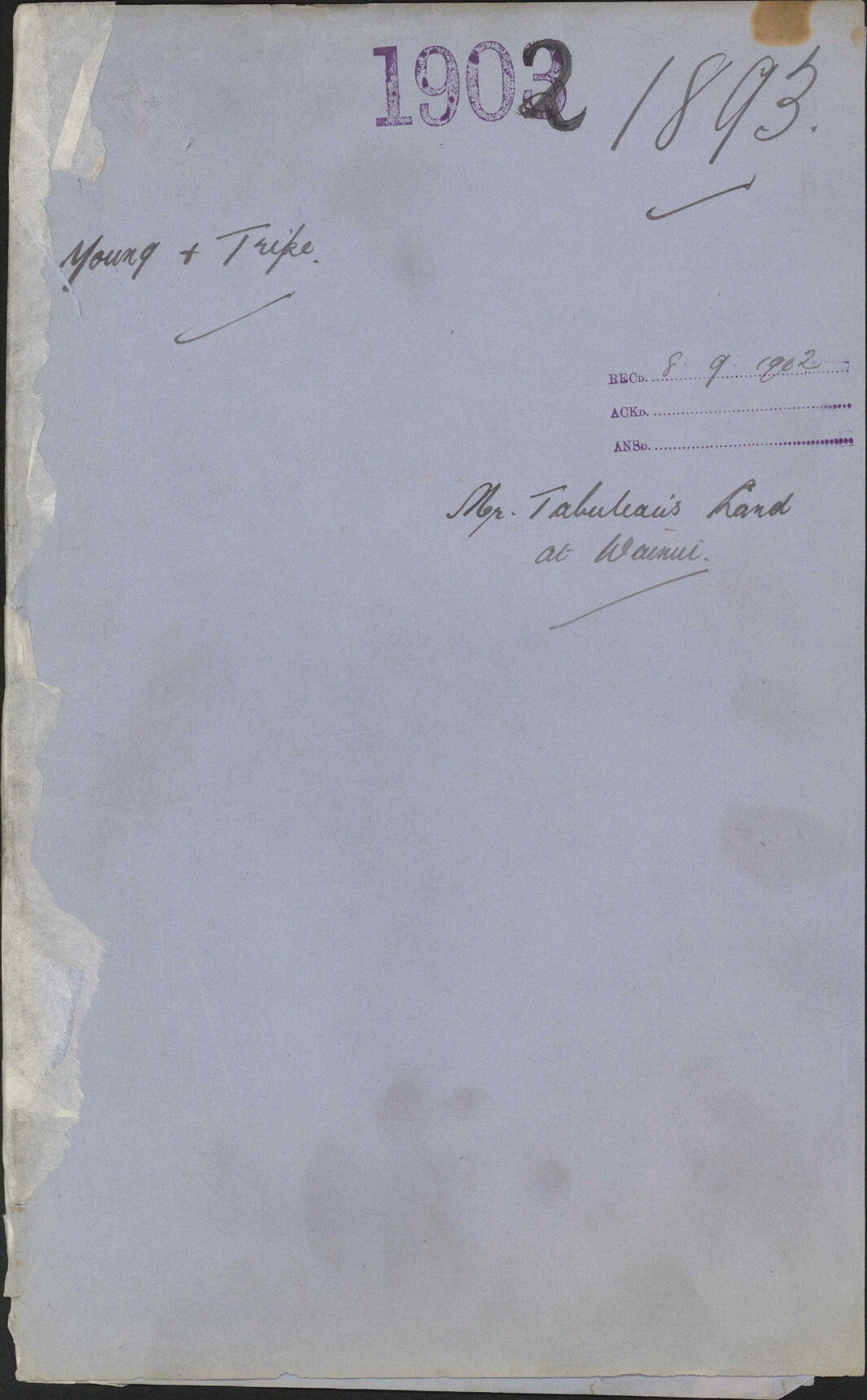 M. Tabuteau's land at Wainui