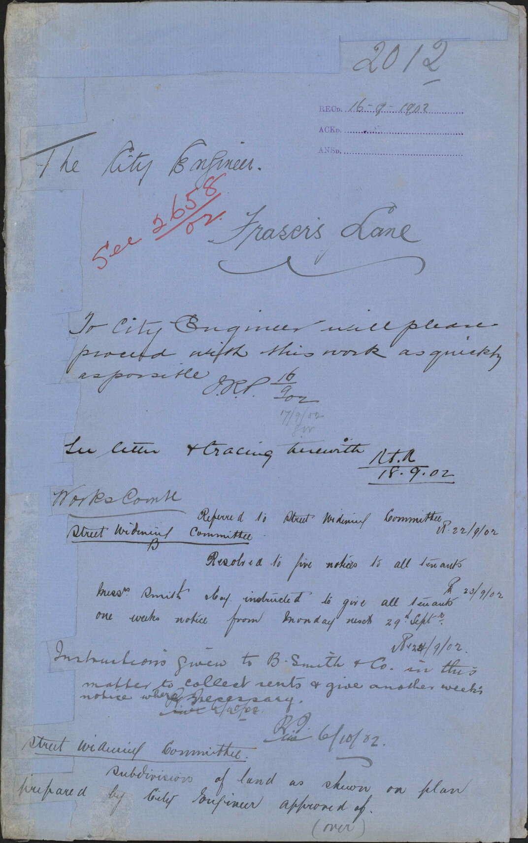Frasers Lane, City Engineer