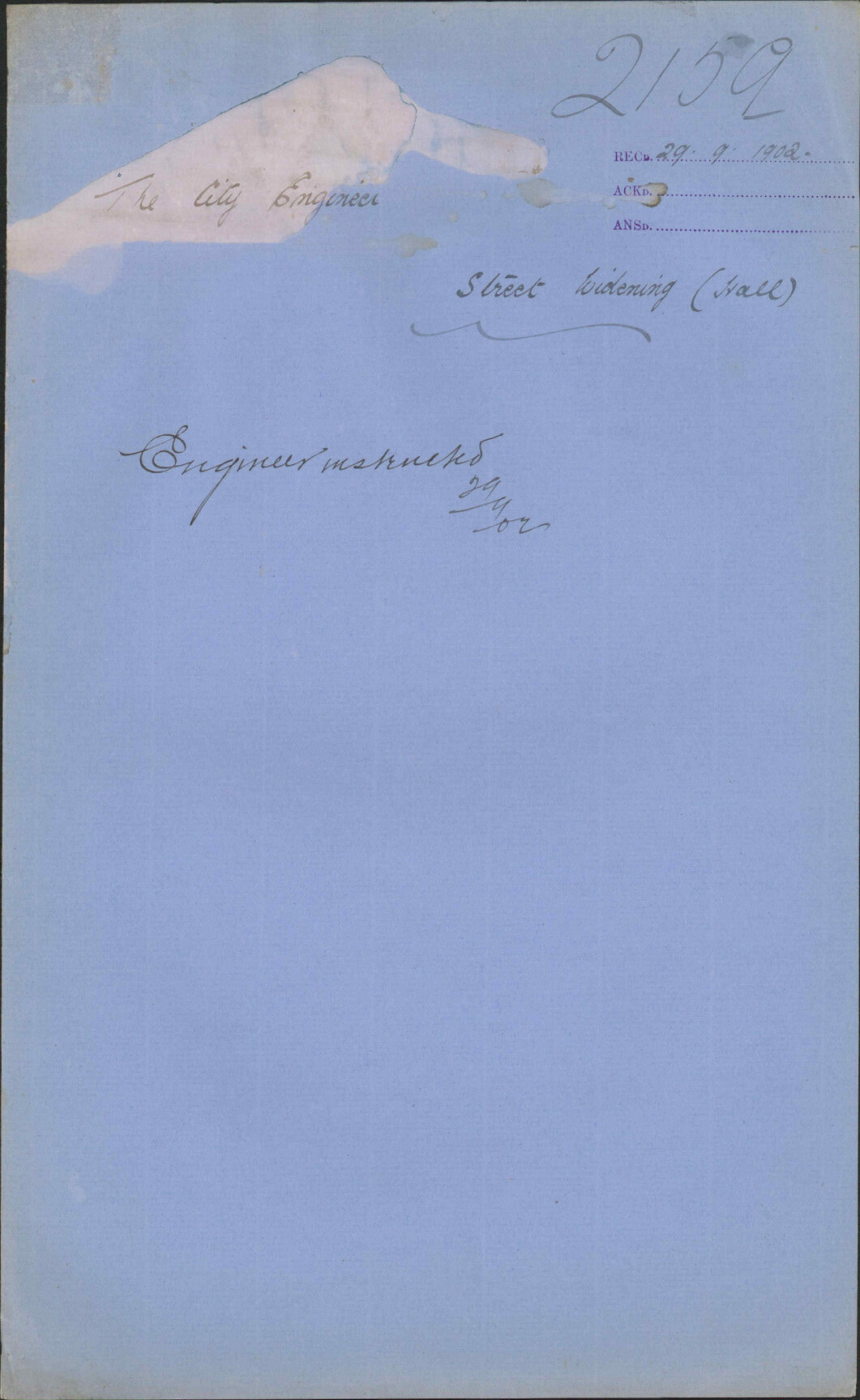 Street widening (Hall), City Engineer
