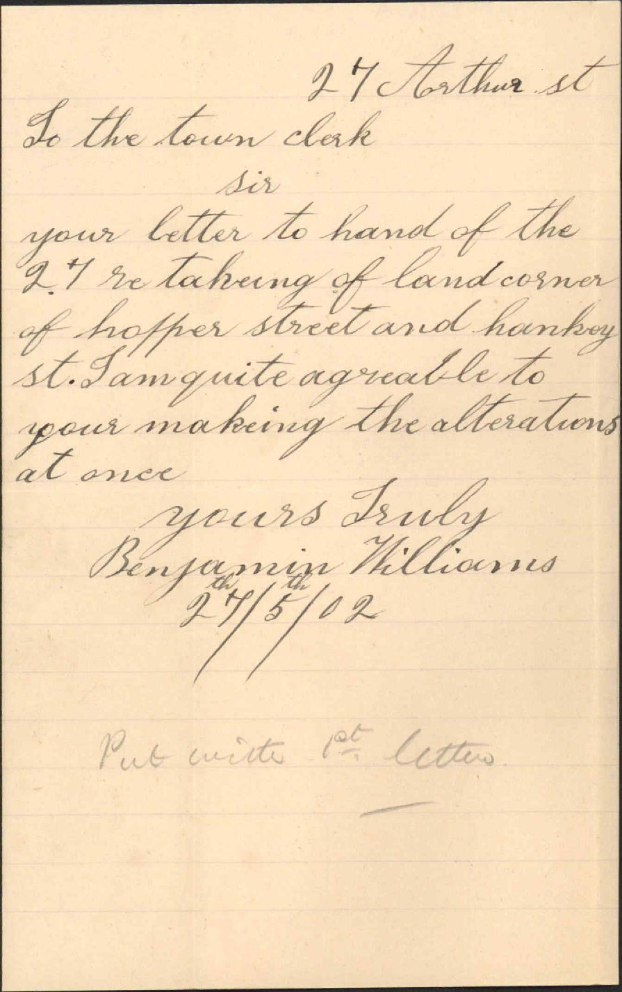 B. Williams property at Hopper St
