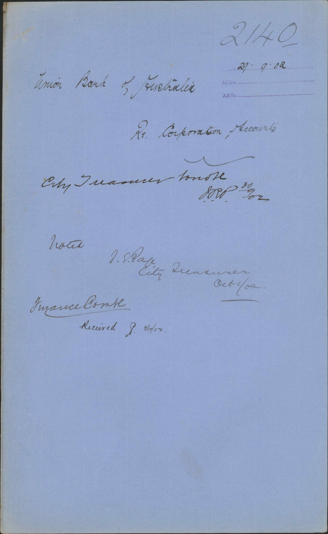Re corporation accounts, Union Bank of Australia