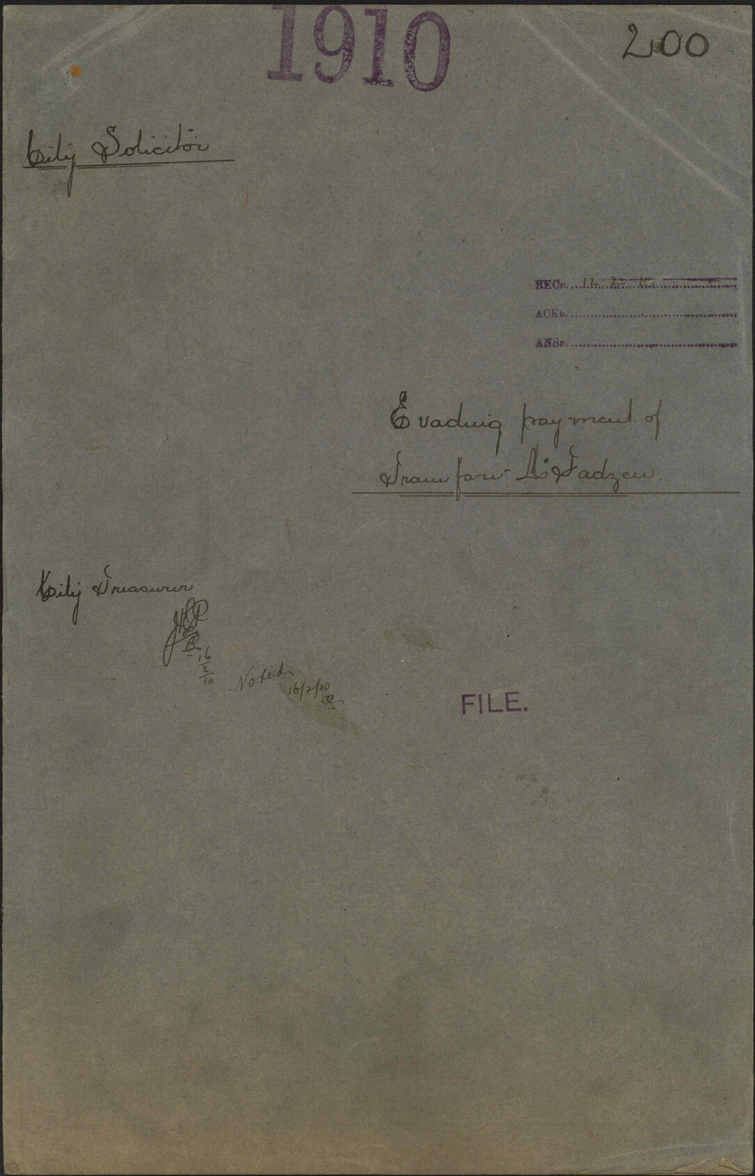 Evading payment of tram fare, McFadzen - City Solicitor