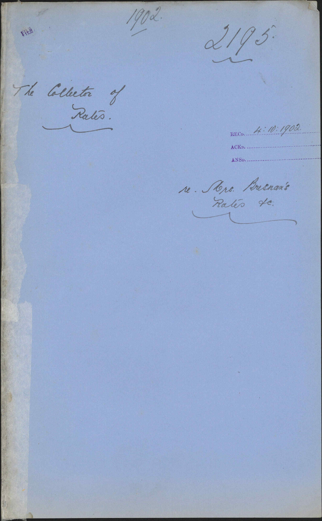 Re Mrs Bresnan's rates, The Collector of Rates