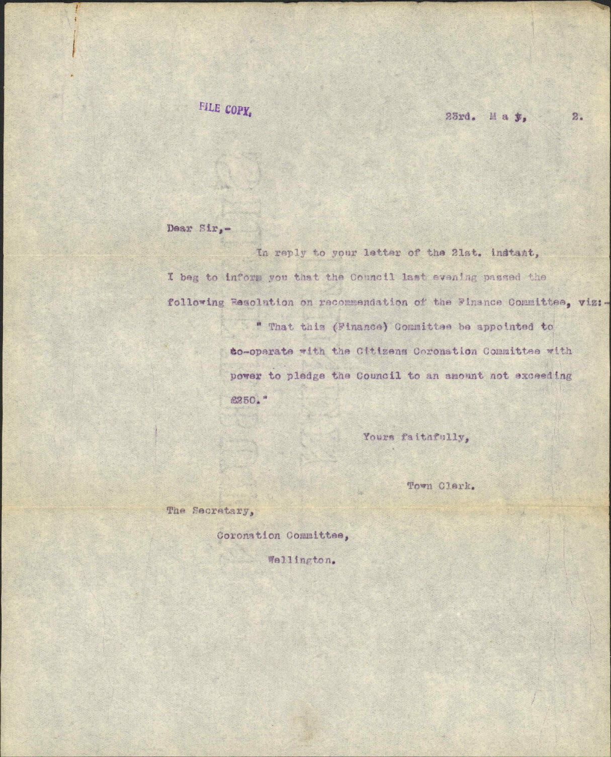 Coronation Committee asking for contributions
