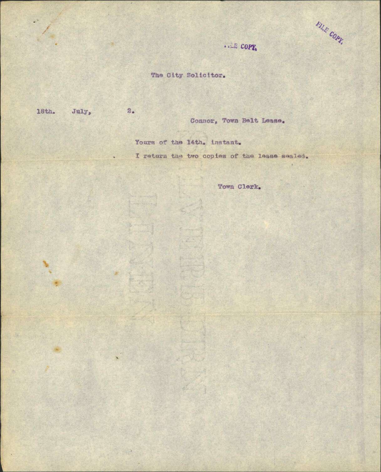 Town Belt lease (Connor)