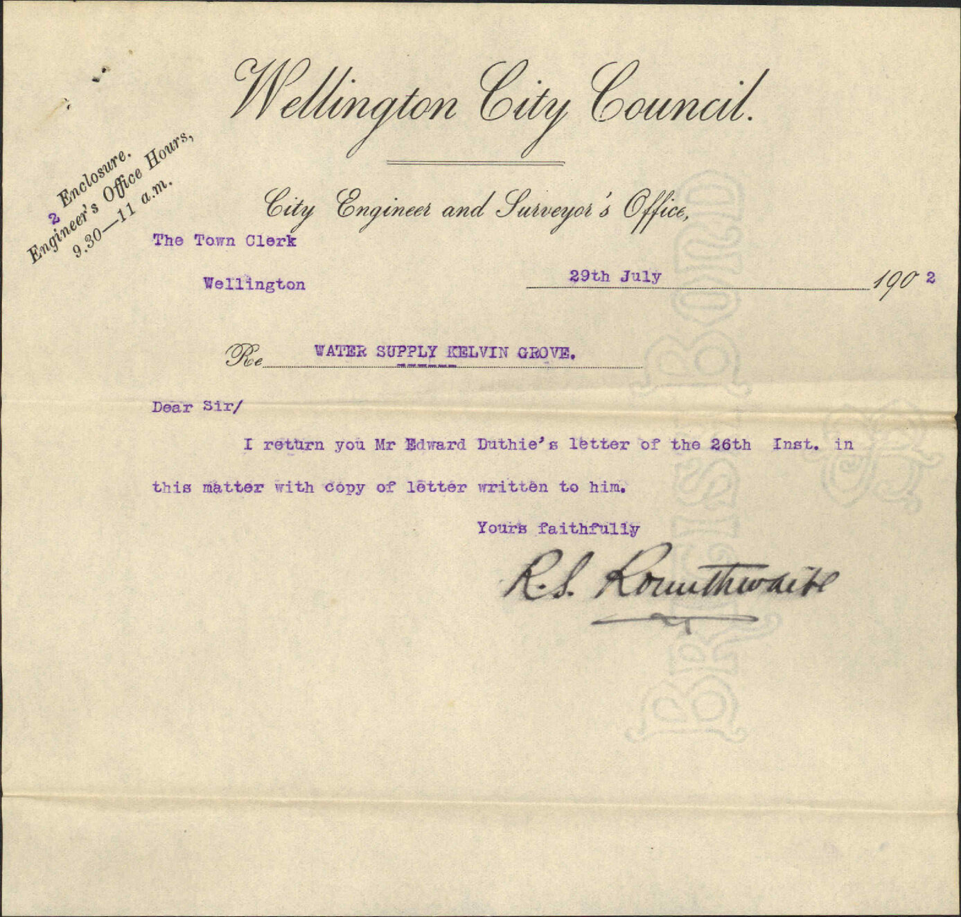 Water Supply, Kelvin Grove