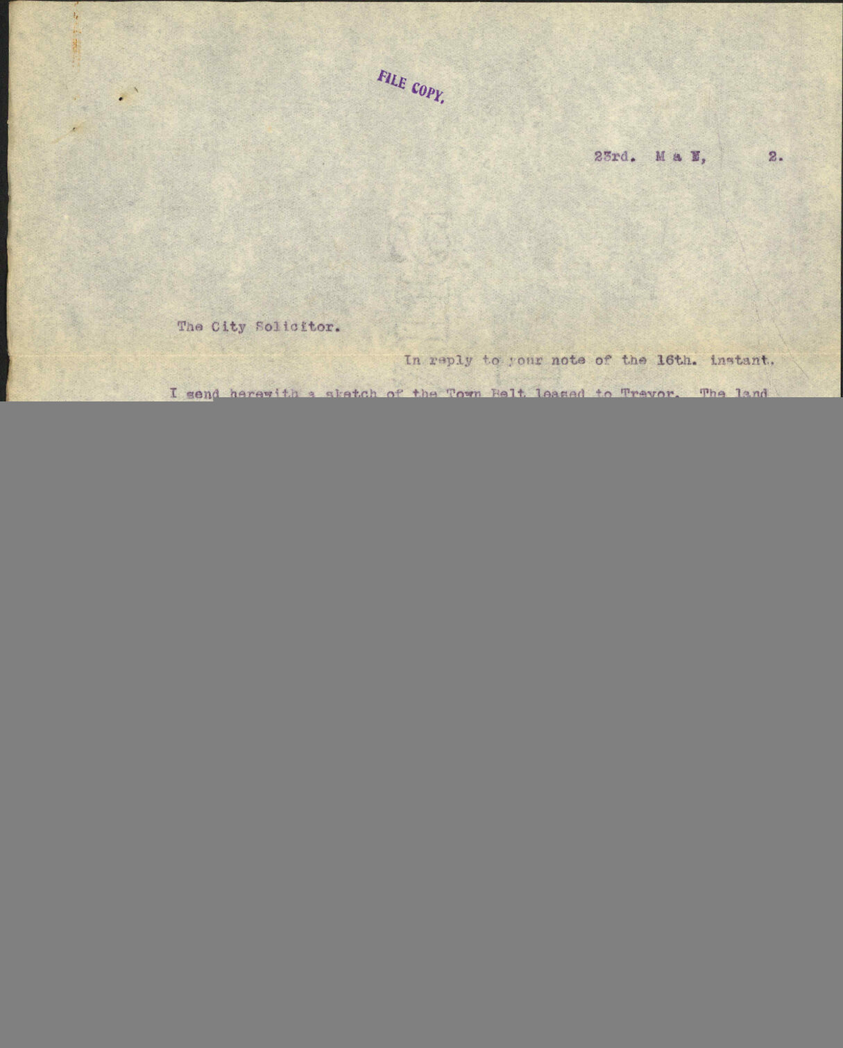 Town Belt lease to J. Trevor