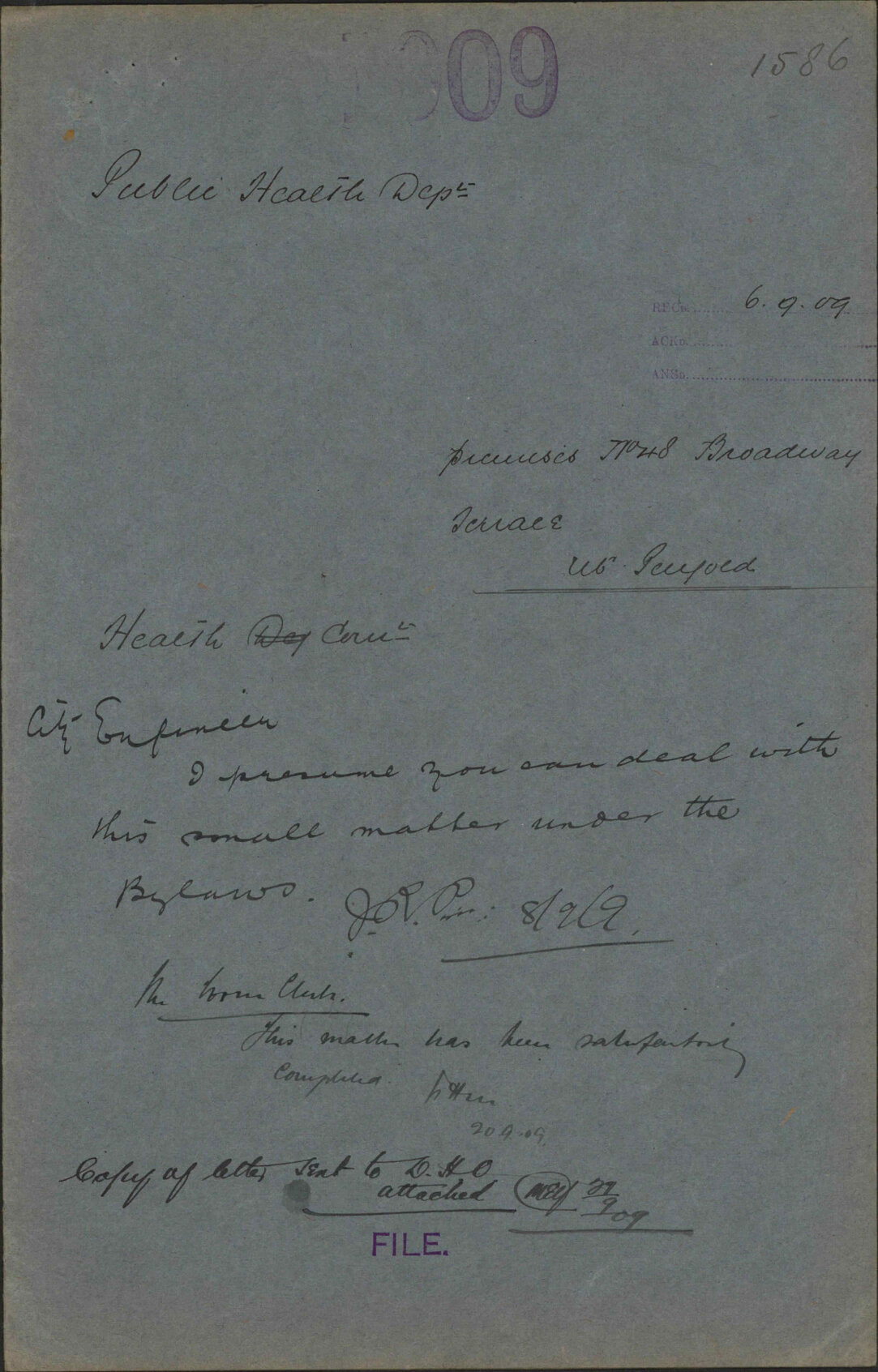 Premises, 48 Broadway Terrace, Mr Penfold - Public Health Department