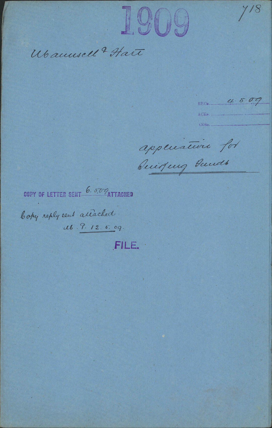 Application for Sinking Funds - Maunsell and Hart