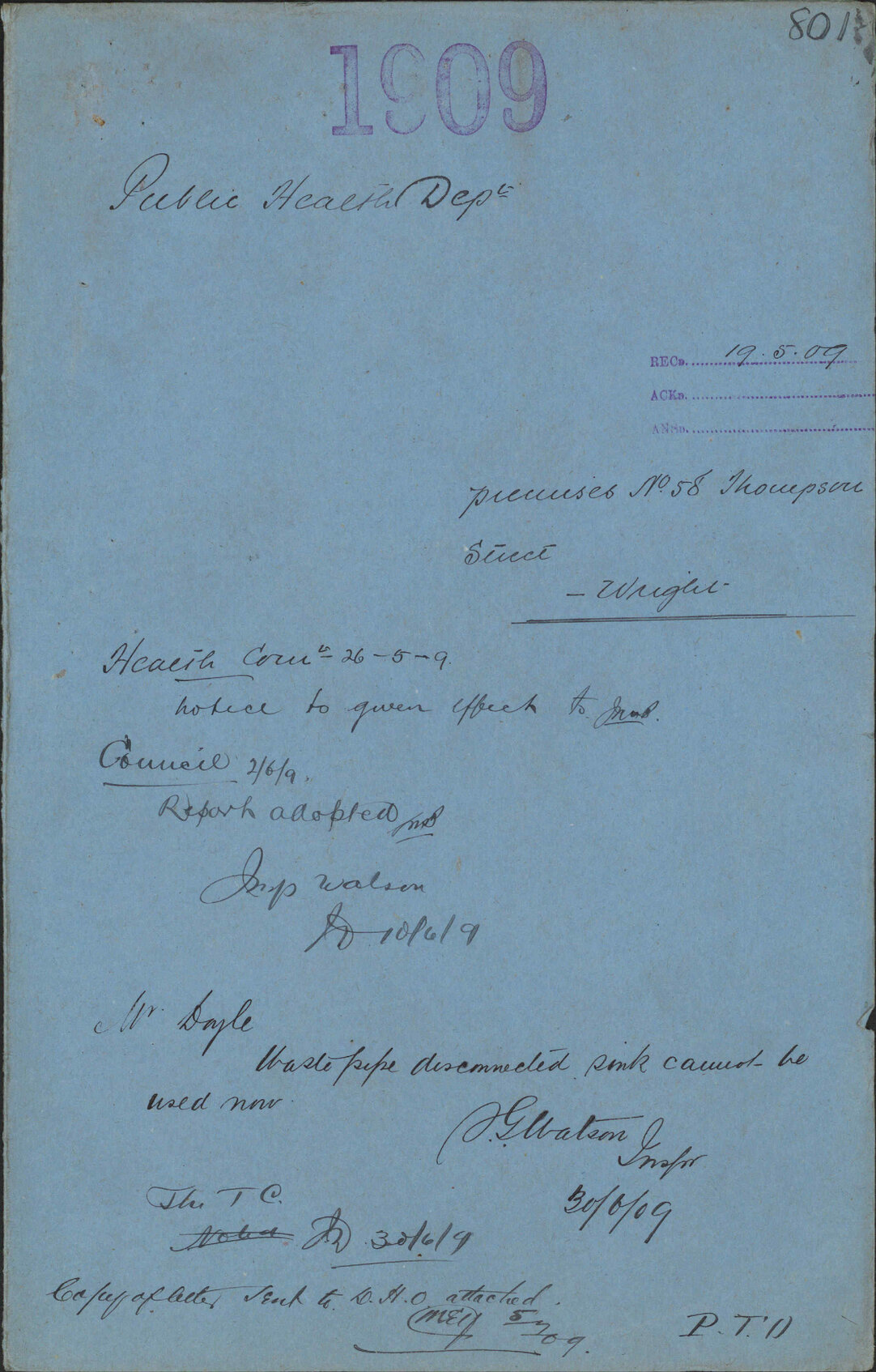 Premises, 58 Thompson Street, Wright - Public Health Department
