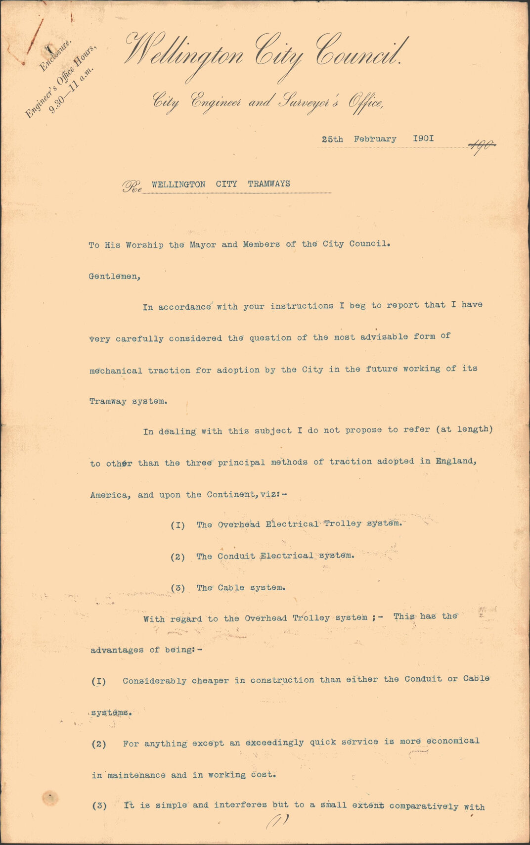 Report regarding tramways - City Engineer