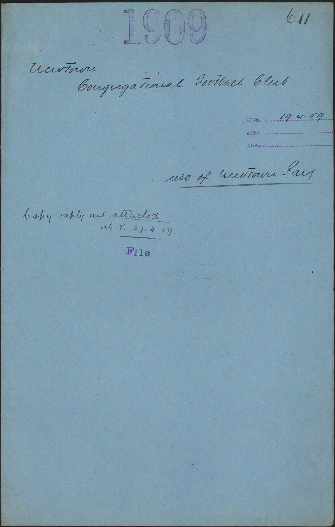 Use of Newtown Park - Newtown Congregational Football Club