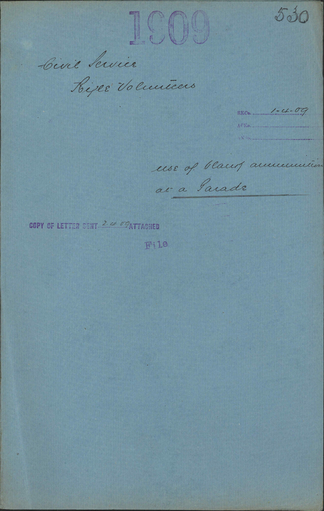 Use of blank ammunition at a parade - Civil Service Rifle Volunteers