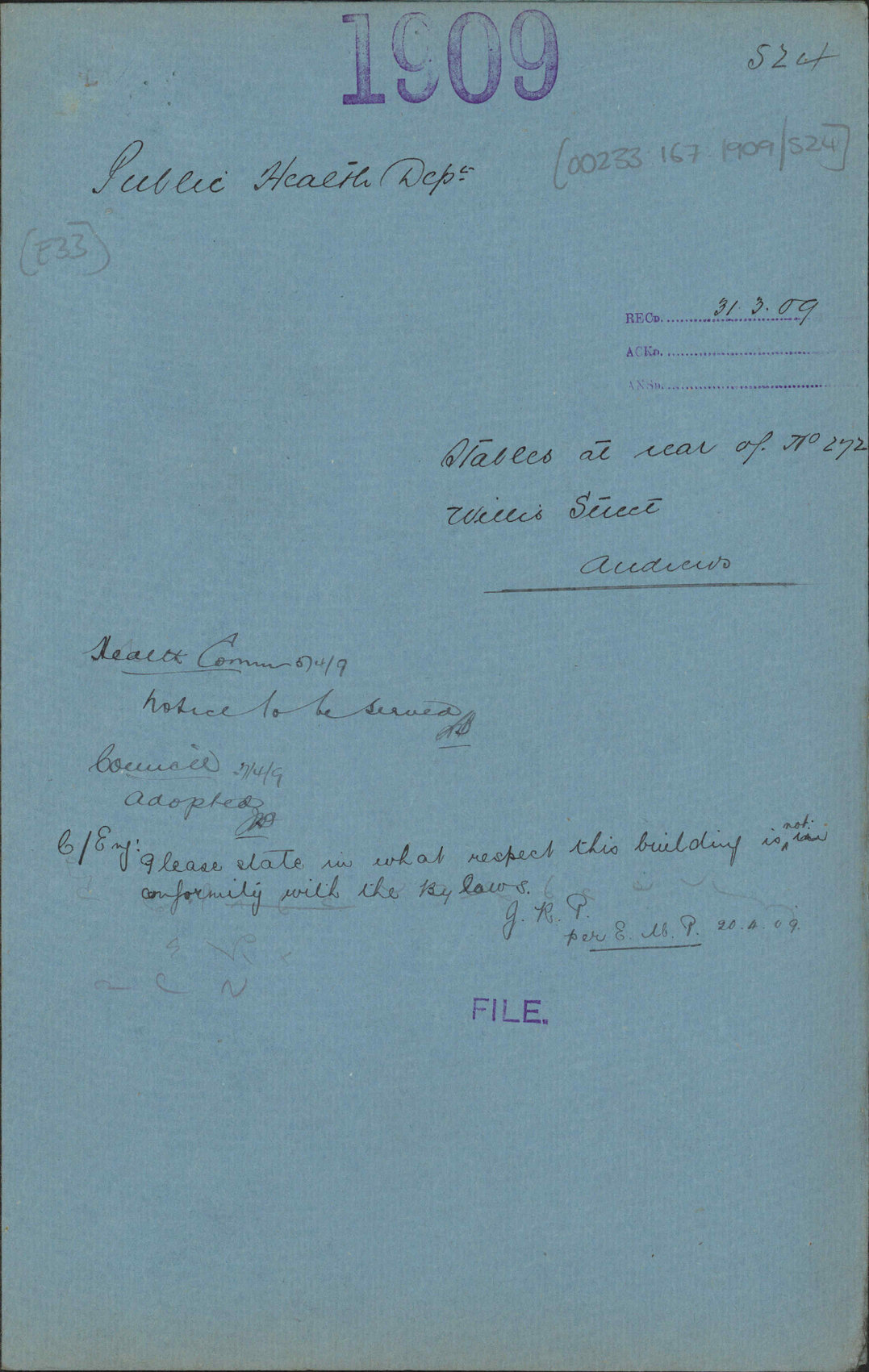 Stables at rear of 272 Willis Street, Andrews - Public Health Department