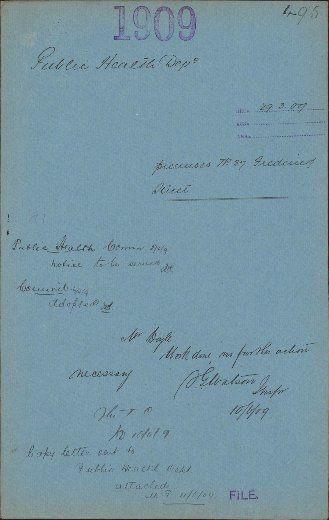 Premises, 37 Frederick Street - Public Health Department