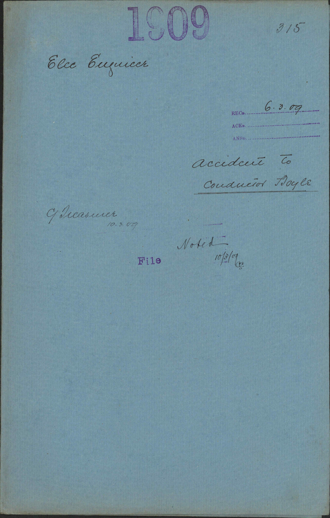 Accident to Conductor Boyle - Electrical Engineer