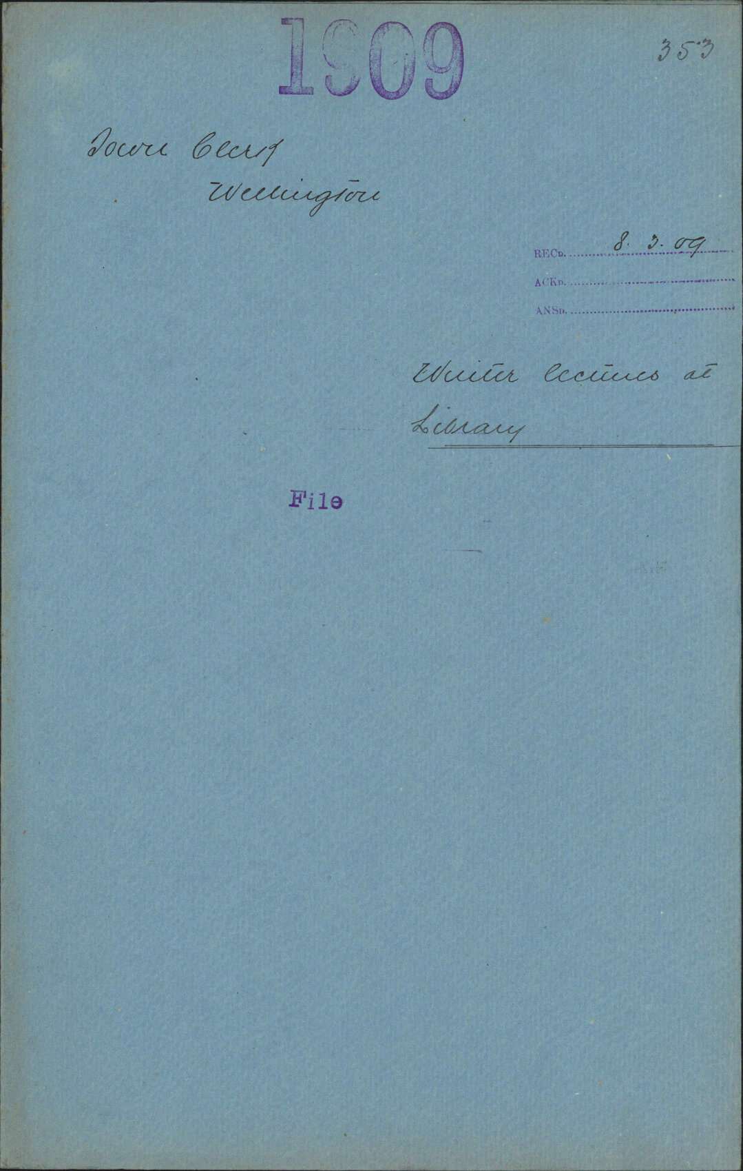 Winter lectures at Library - Town Clerk, Wellington