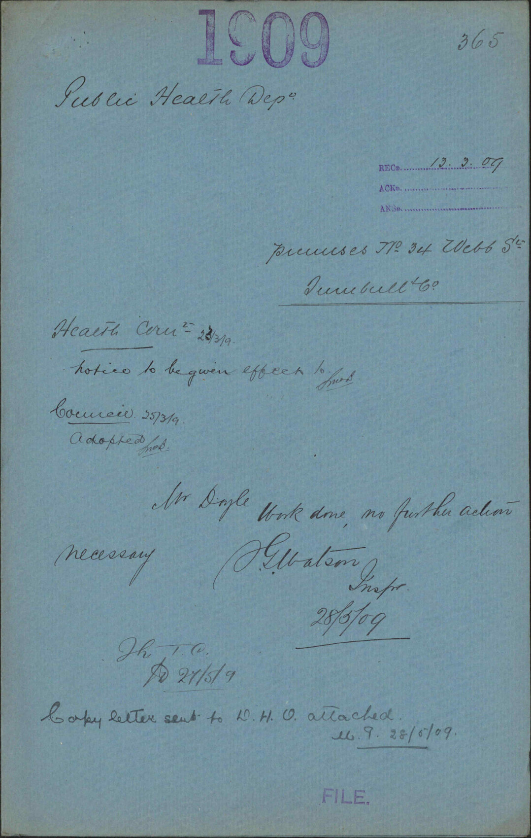 Premises, 34 Webb Street, Turnbull and Co - Public Health Department