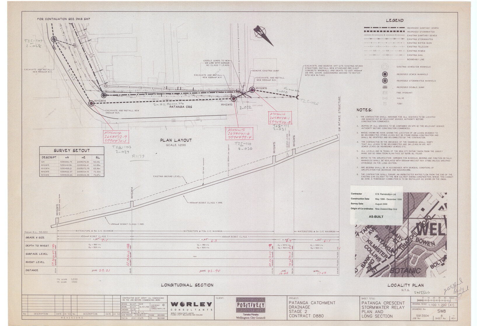 Patanga Crescent, Stormwater Relay, Plan and Longitudinal Section