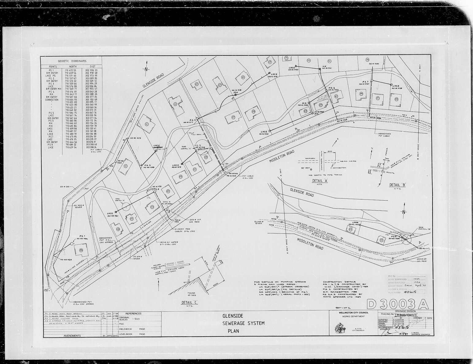 Glenside, proposed sewerage system Middleton Road gravity main