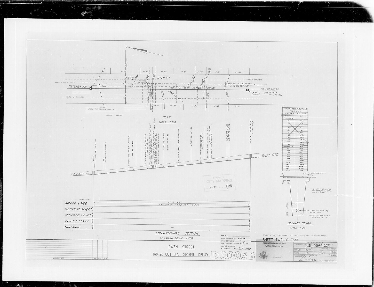 Owen Street, Lawrence Street, 160mm OUT DIA sewer relay