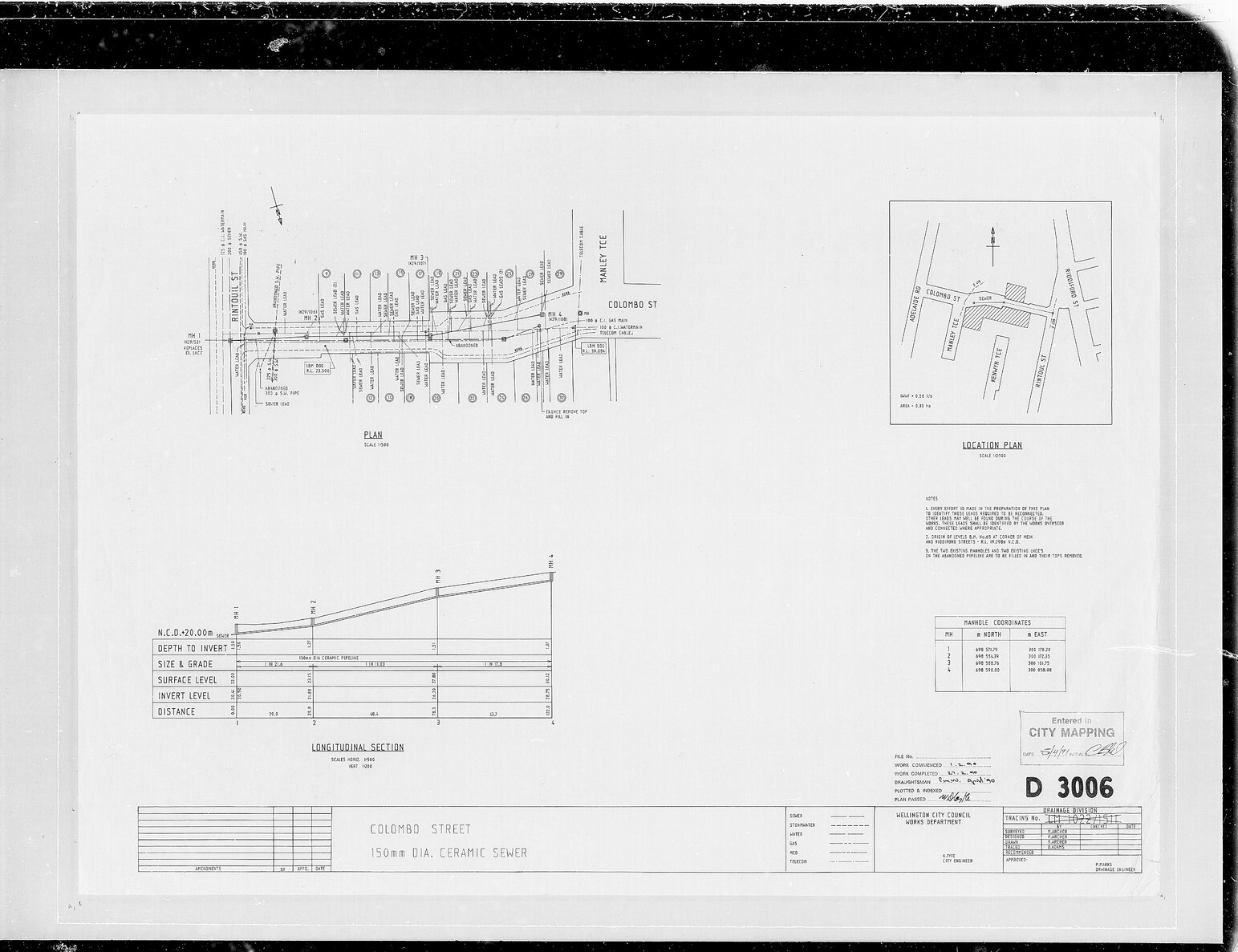 Colombo Street, 150mm DIA ceramic sewer relay