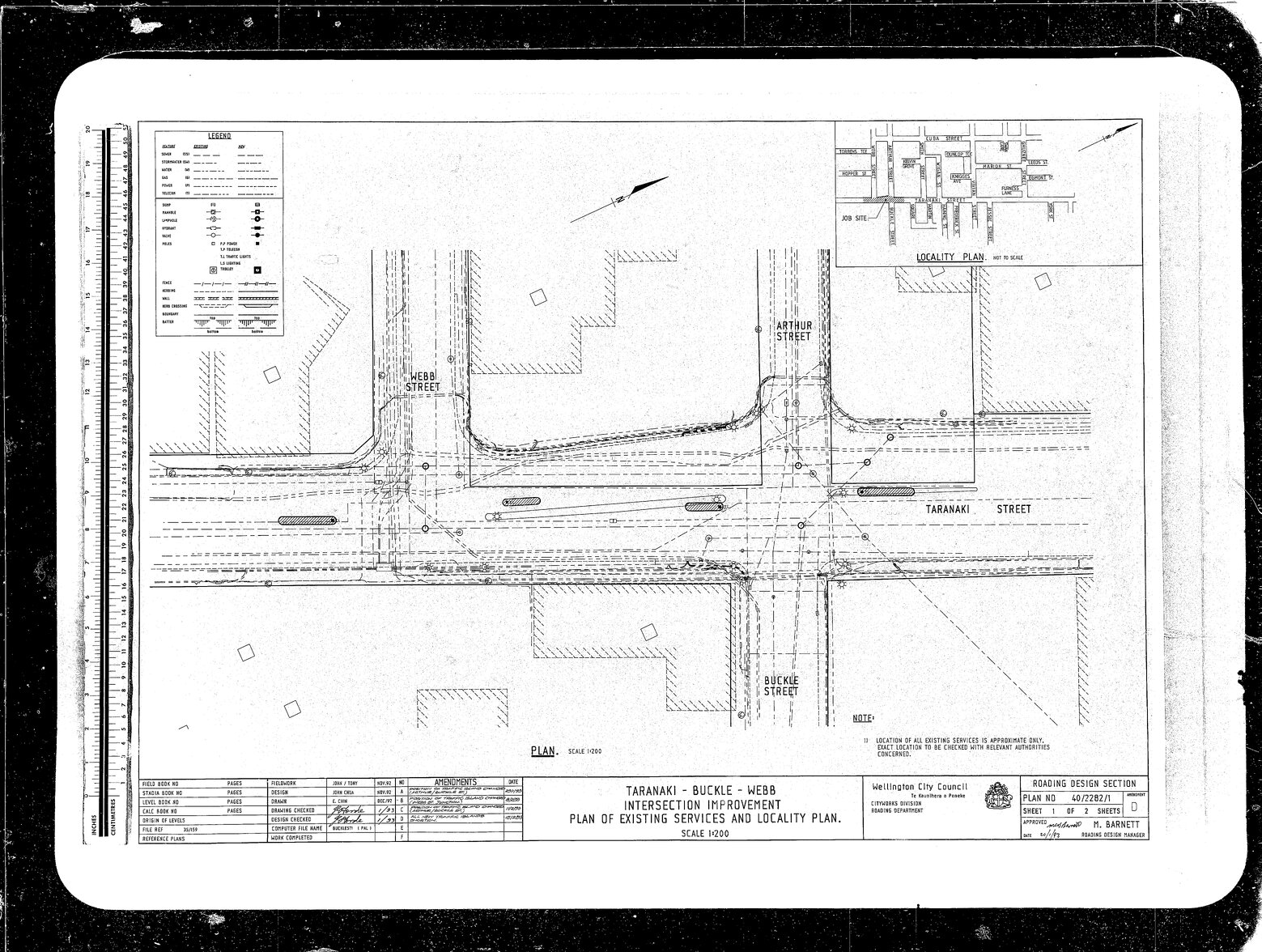 Taranaki Street, Buckle Street, Webb Street, Intersection Improvement of Existing Services &amp; Locality Plan