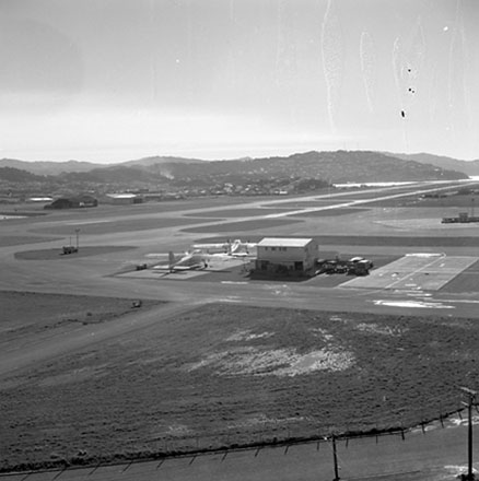 f. Elevated view of the runways and airport