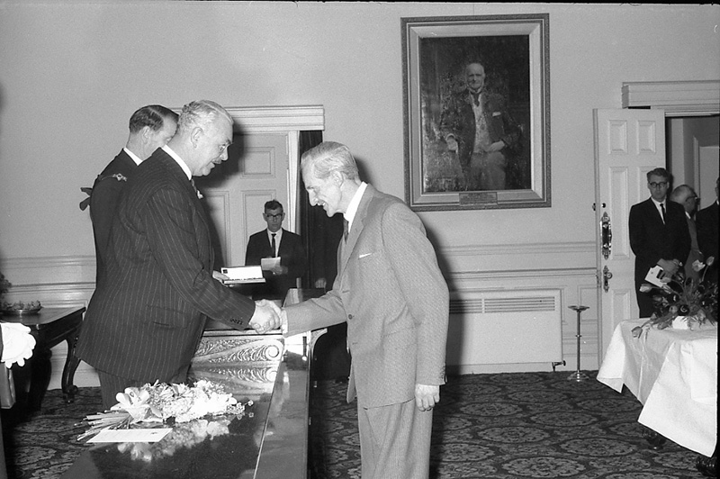 an. Presentation of Medals to Councillors, His Excellency Sir Bernard Fergusson. Council Chambers