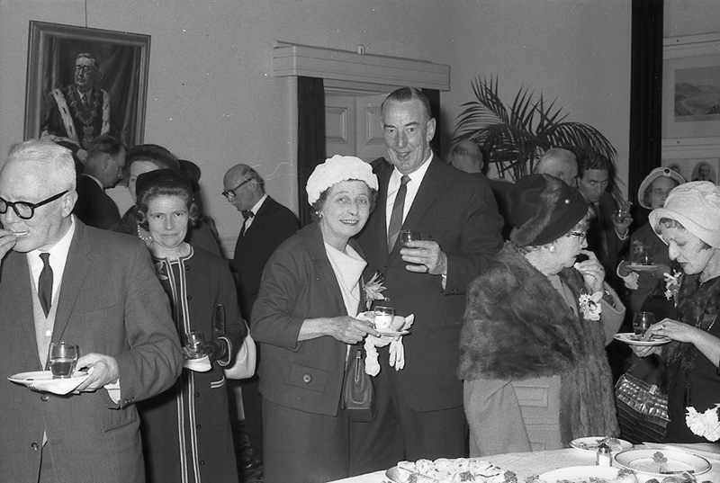 bg. Presentation of Medals to Councillors, His Excellency Sir Bernard Fergusson. Council Chambers