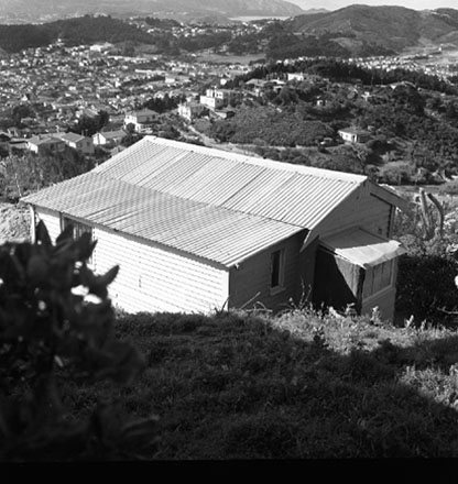 a. Views of small, single storey wooden dwelling, ' said to be the first house in Vogeltown '