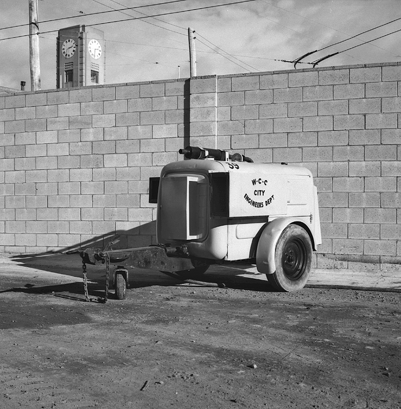 e. Elgin Sump Educator, Air compressor and breaker