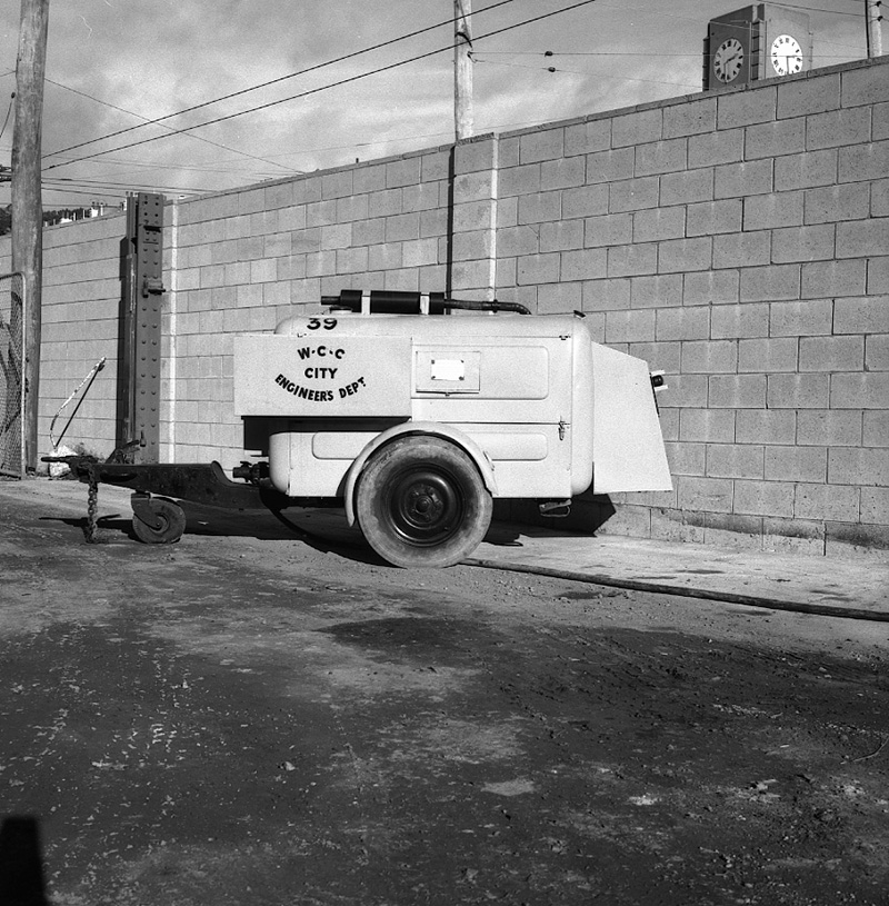 f. Elgin Sump Educator, Air compressor and breaker