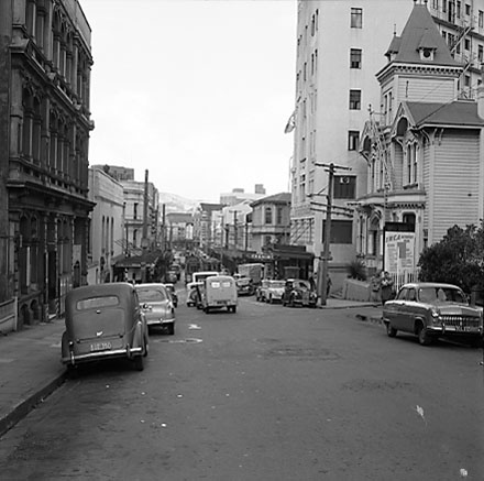 b. West of intersection with Willis Street, Hotel Saint George and Y W C A on the right