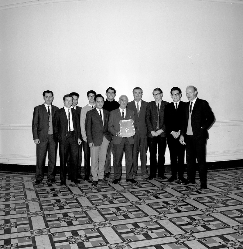 a. Soccer team with shield