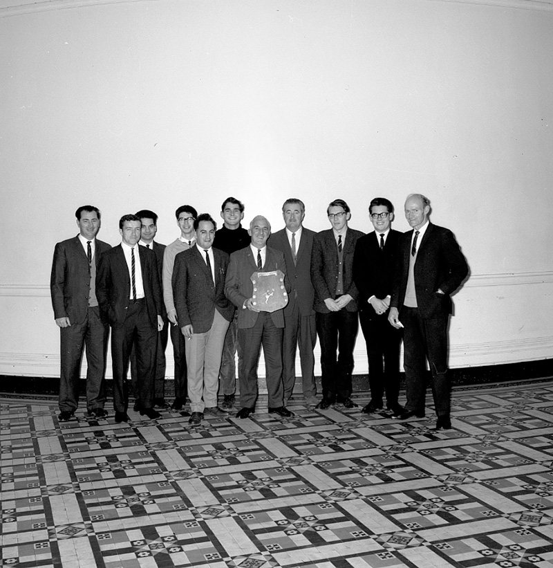 b. Soccer team with shield