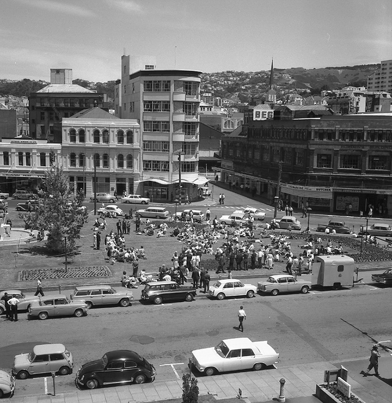 d. People on lawn, Civic Square