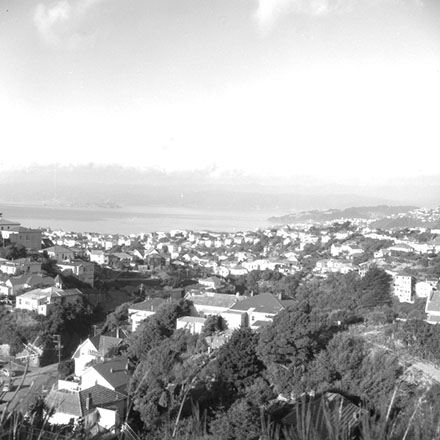 f. View of Wellington Harbour and Kelburn, from Cluny Avenue