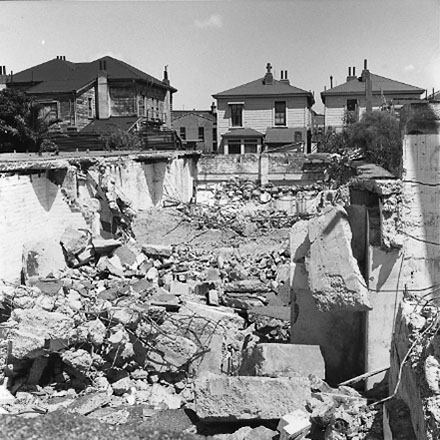 d. Views of site where dwelling has been demolished. Residential area