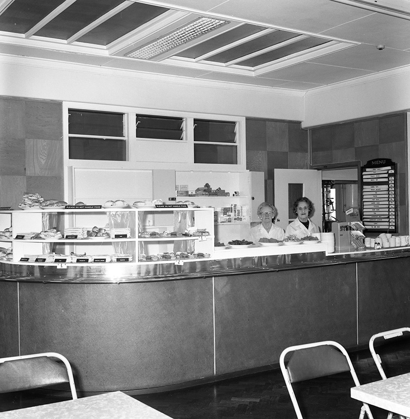 d. Cafeteria, Staff and customers