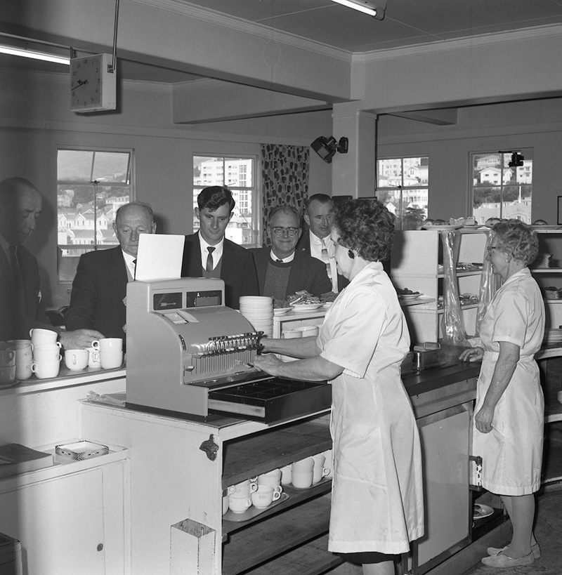 f. Cafeteria, Staff and customers
