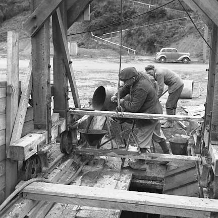 b. Elevated view of work site