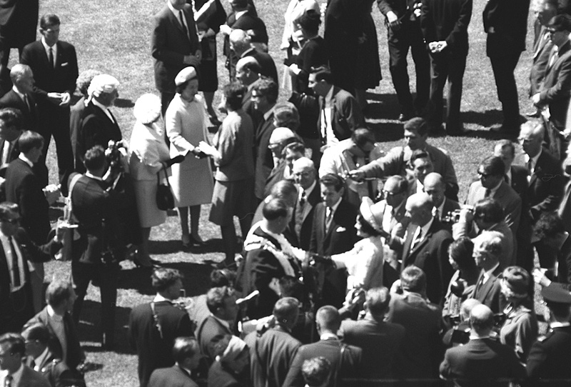 aa. Reception for President Johnson, USA, Civic Square - with Mayor Kitts