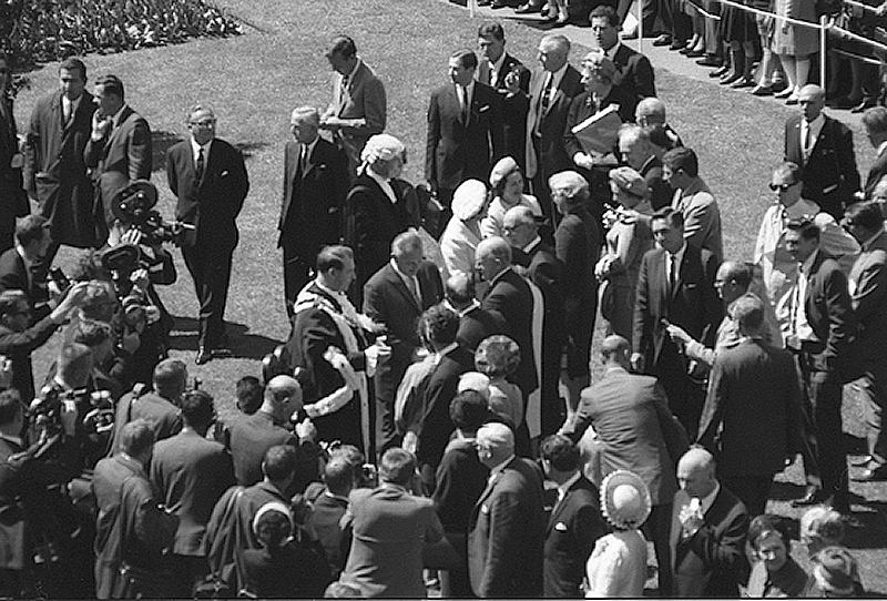 ae. Reception for President Johnson, USA, Civic Square - with Mayor Kitts