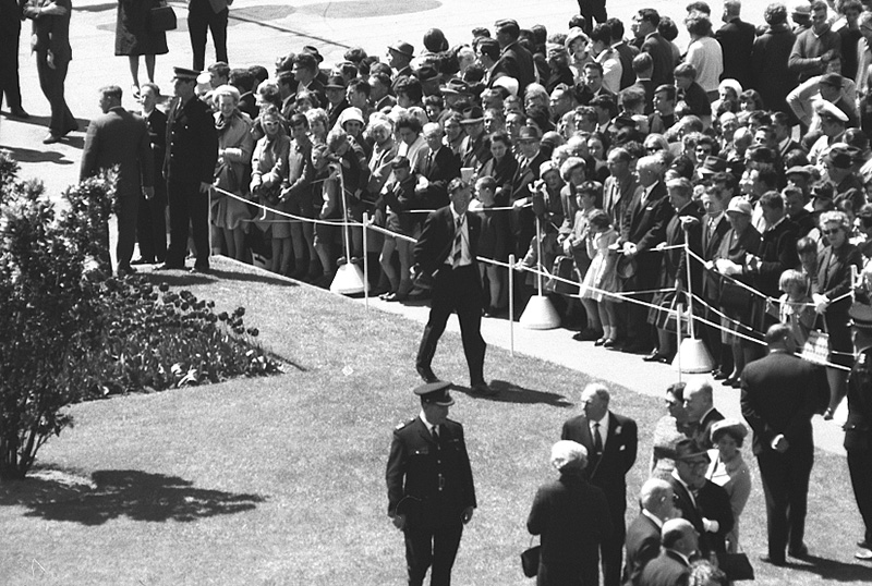 c. Reception for President Johnson, USA, Civic Square - with Mayor Kitts