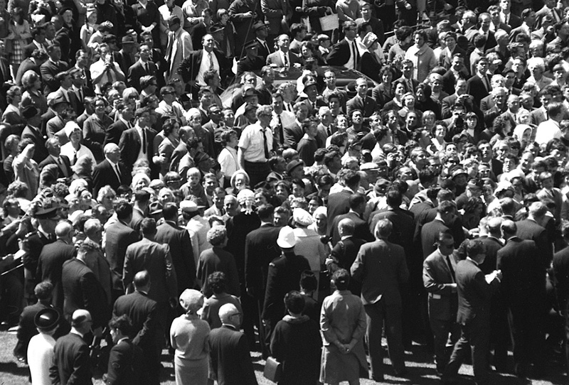 r. Reception for President Johnson, USA, Civic Square - with Mayor Kitts