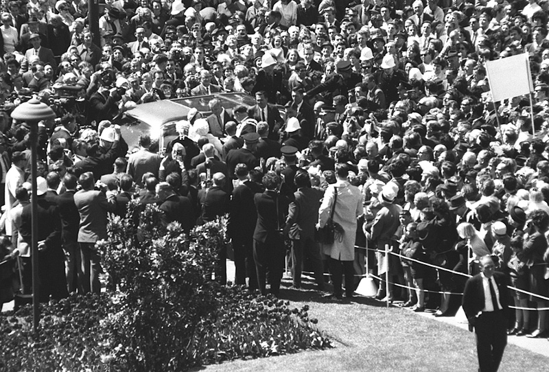 s. Reception for President Johnson, USA, Civic Square - with Mayor Kitts